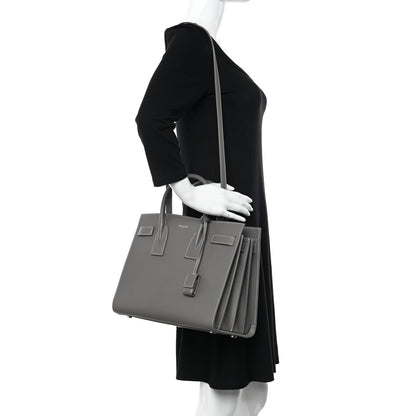 Saint Laurent Grained Calfskin Topstitch Small Sac De Jour Grey 2 of 13