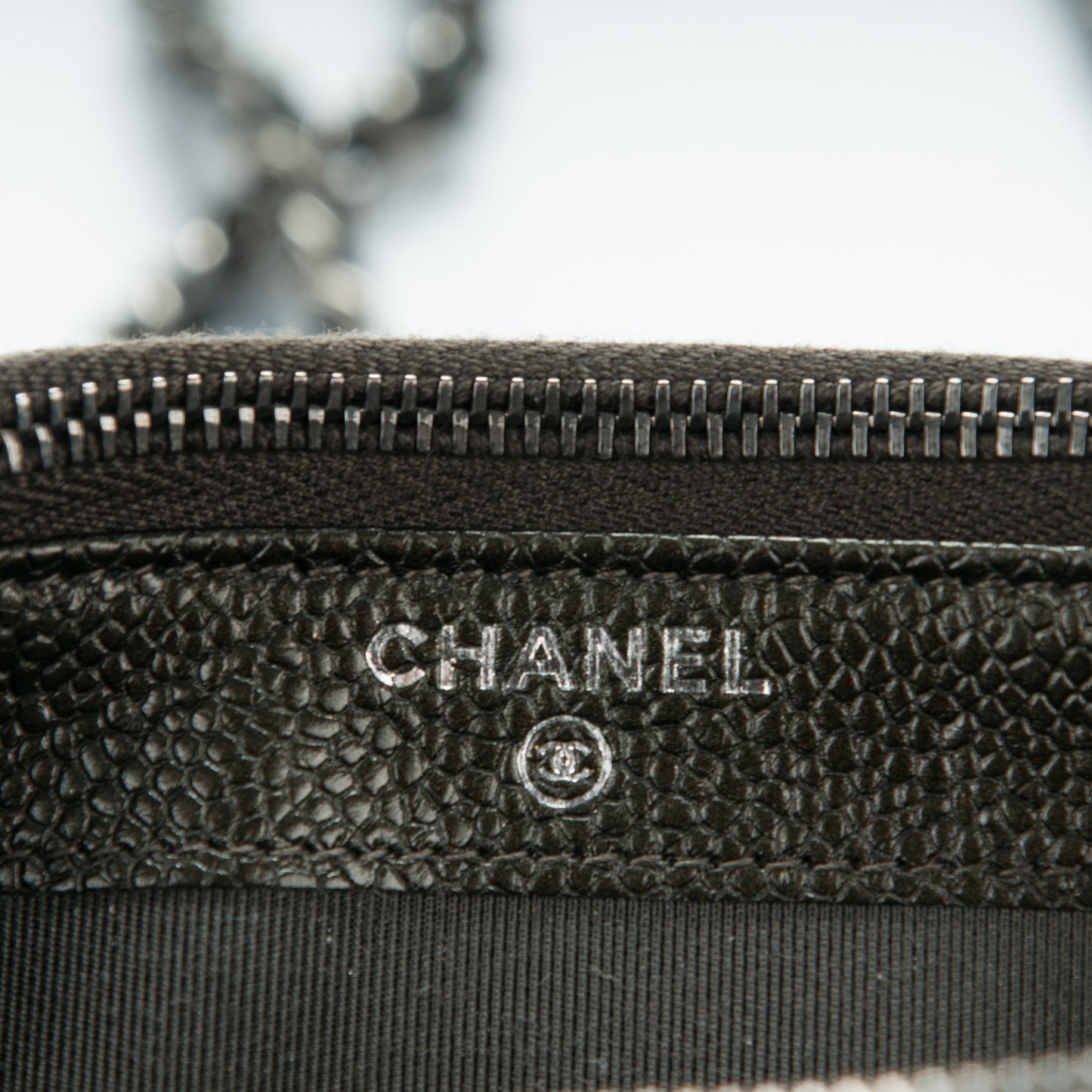 Caviar Quilted Small Clutch With Chain Dark Charcoal