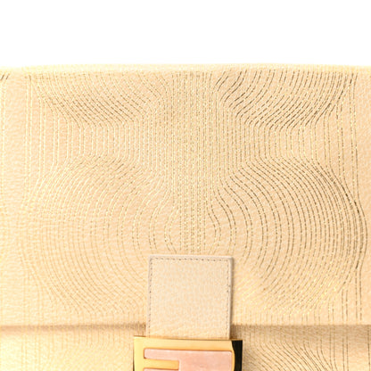 Fendi Goatskin Geometric Printed Enamel Big Forever Mama Baguette White Gold 8 of 10