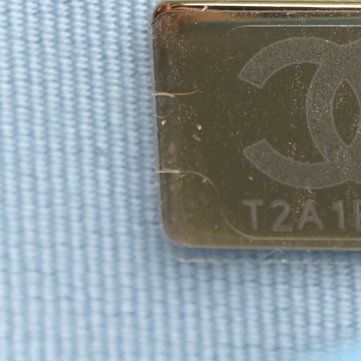 Chanel Caviar Quilted Crystal CC Wallet On Chain WOC Light Blue 8 of 13