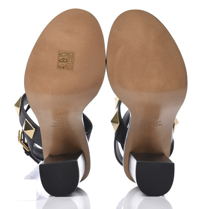 Valentino Garavani Calfskin Macro Rockstud Ankle Strap 100mm Sandals 38.5 Black 6 of 10