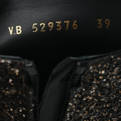 Saint Laurent Glitter Loulou Ankle Boots 39 Black Gold 7 of 8