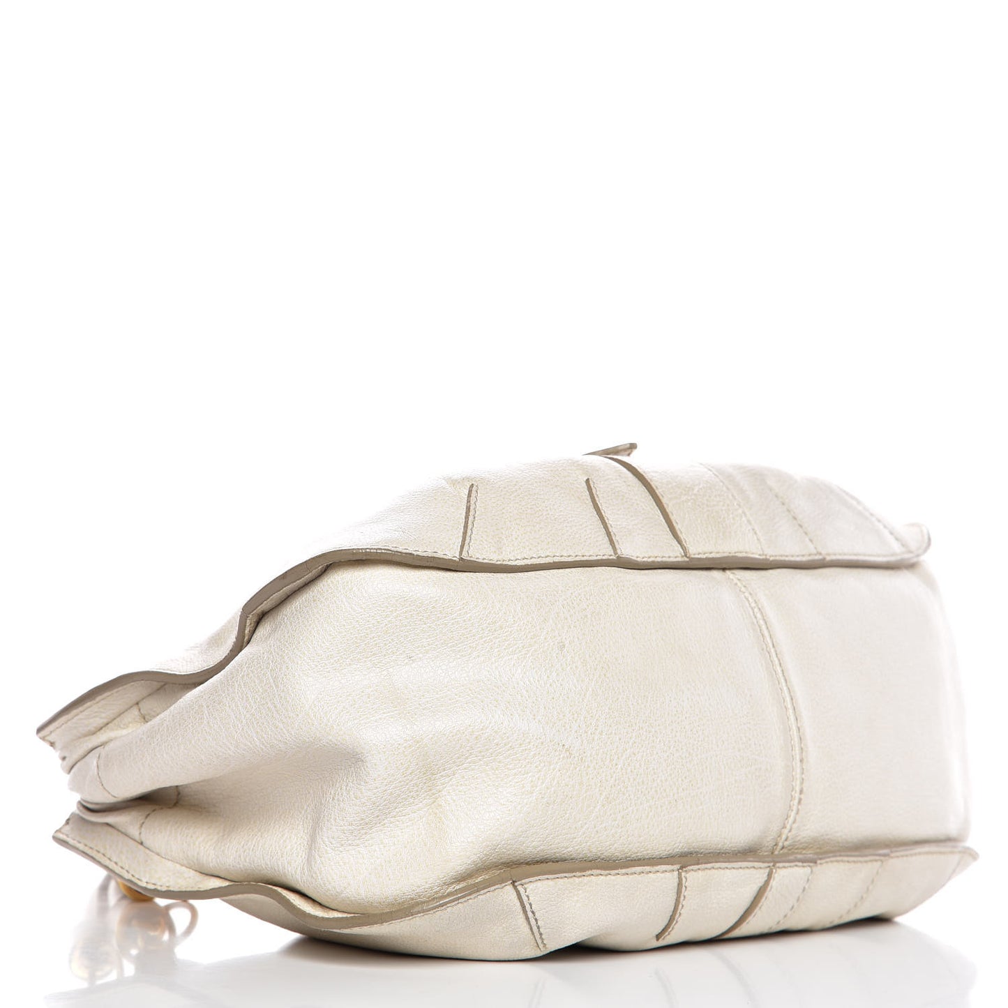 Grainy Calfskin Medium Landscape Tote Alabaster