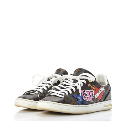 Louis Vuitton Calfskin Monogram LV Black Heart Sneakers 38 Cacao 3 of 13