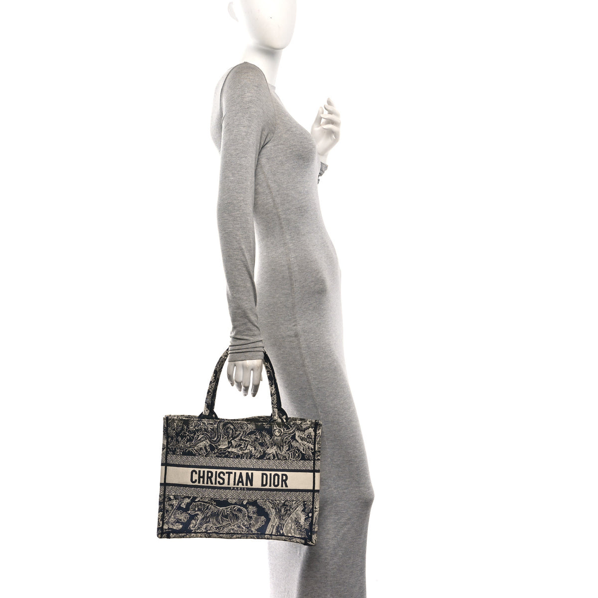 Christian Dior Canvas Embroidered Medium Toile De Jouy Reverse Book Tote Blue 2 of 10
