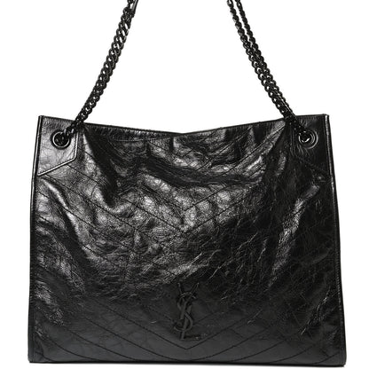 Saint Laurent Crinkled Calfskin Matelasse Monogram Large Niki Shopper Tote Black 8 of 16