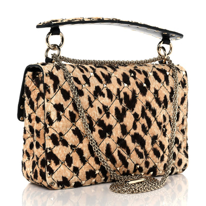 Valentino Garavani Calf Hair Leopard Print Medium Rockstud Spike Shoulder Bag 3 of 9