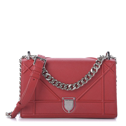 Christian Dior Grained Calfskin Medium Diorama Flap Bag Red 1 of 9