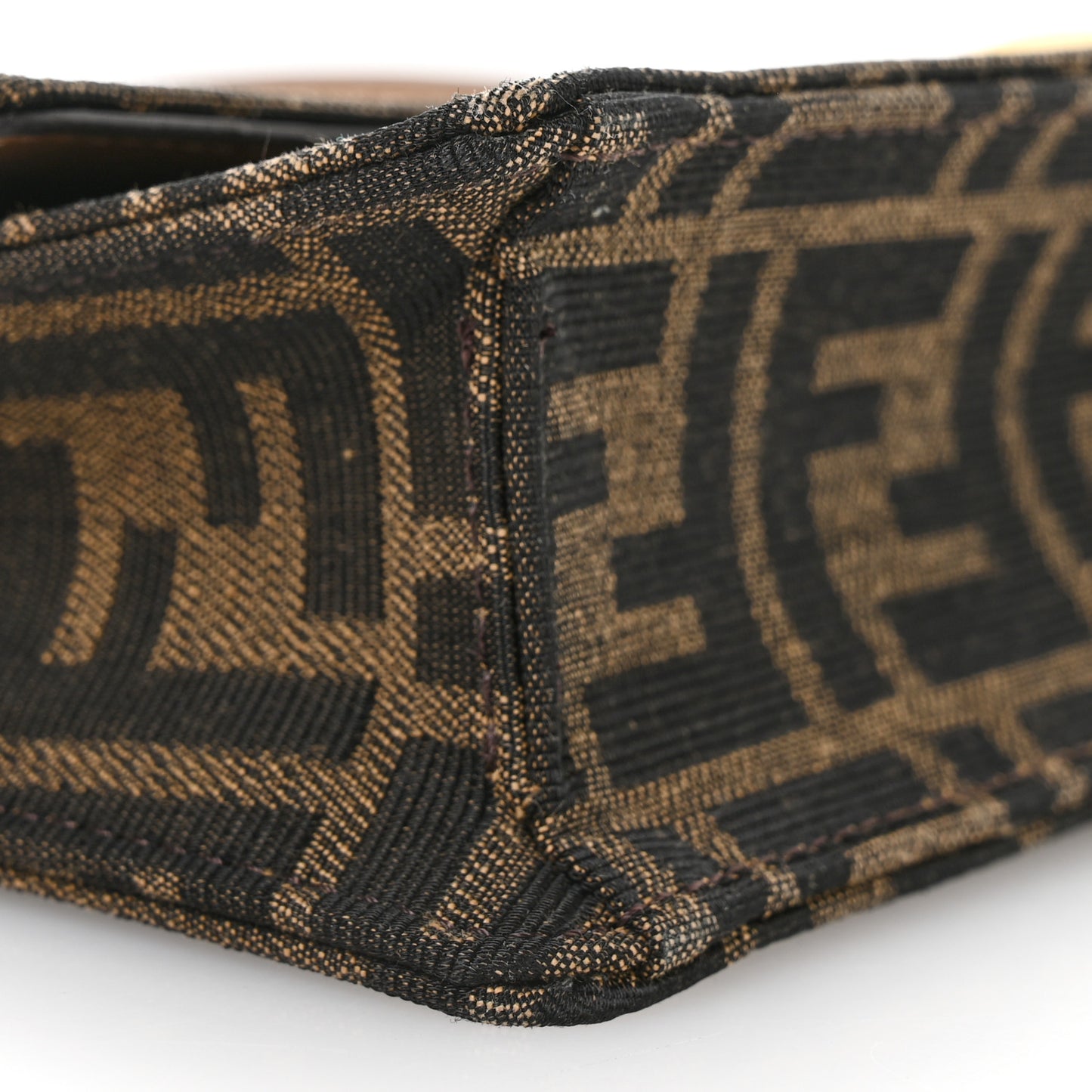 Fabric Jacquard FF 1974 Wallet On Chain Tobacco Moro