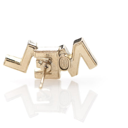 Chanel Crystal Pearl Signature Stud Earrings Gold 4 of 5