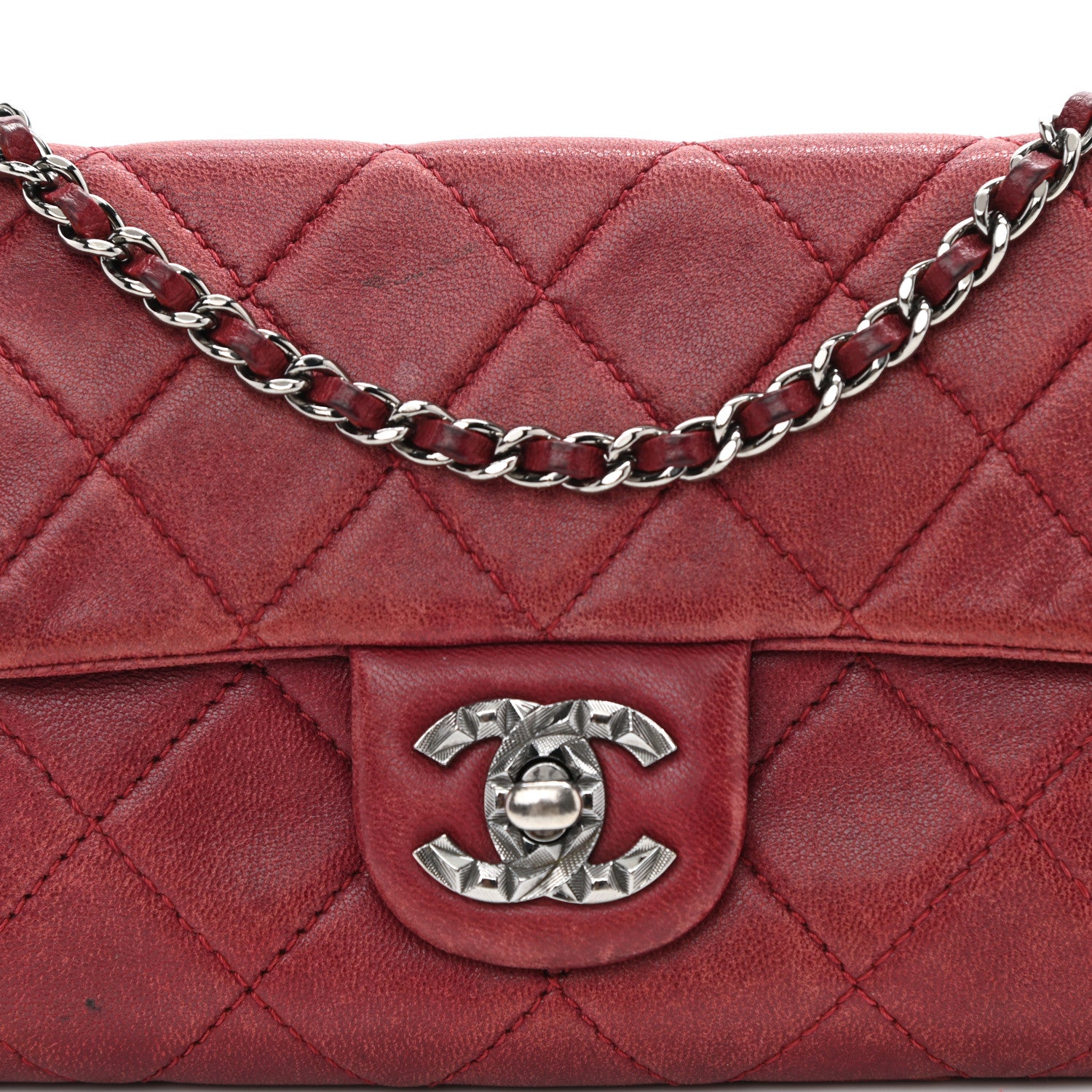 Chanel Lambskin Quilted Mini Mineral Nights Flap Crossbody Bag Dark Red 9 of 11