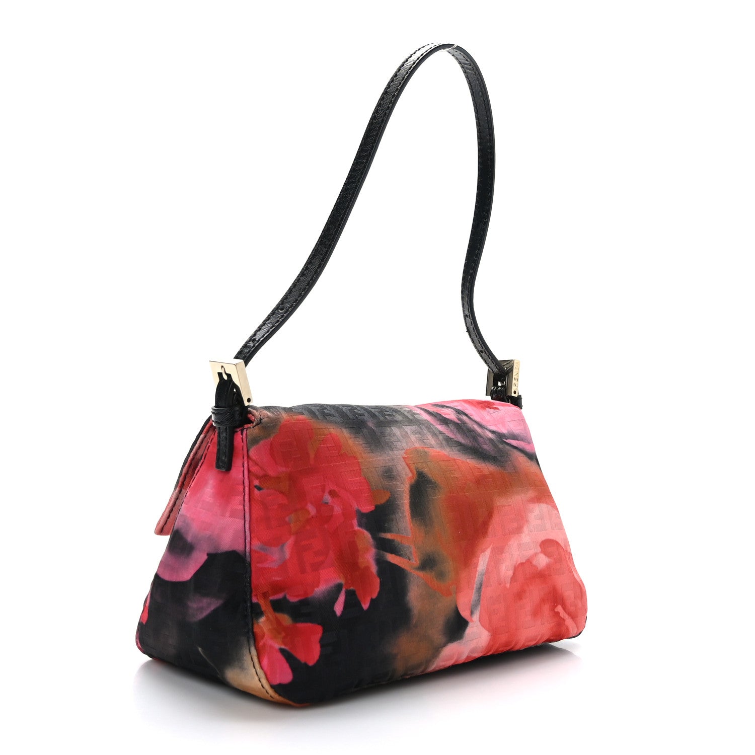 Fendi Zucchino Vitello Floral Mini Forever Mama Baguette Black Multicolor 4 of 10