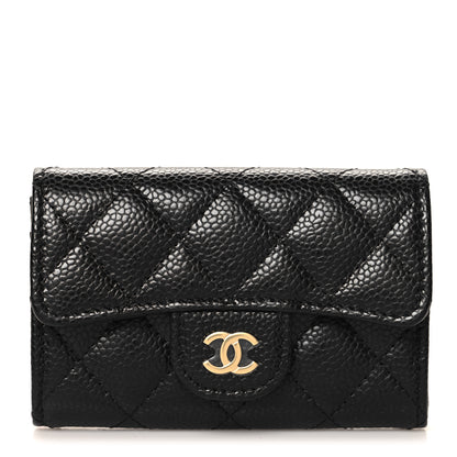 Chanel Caviar Quilted Flap Card Holder Wallet Black 1 of 9