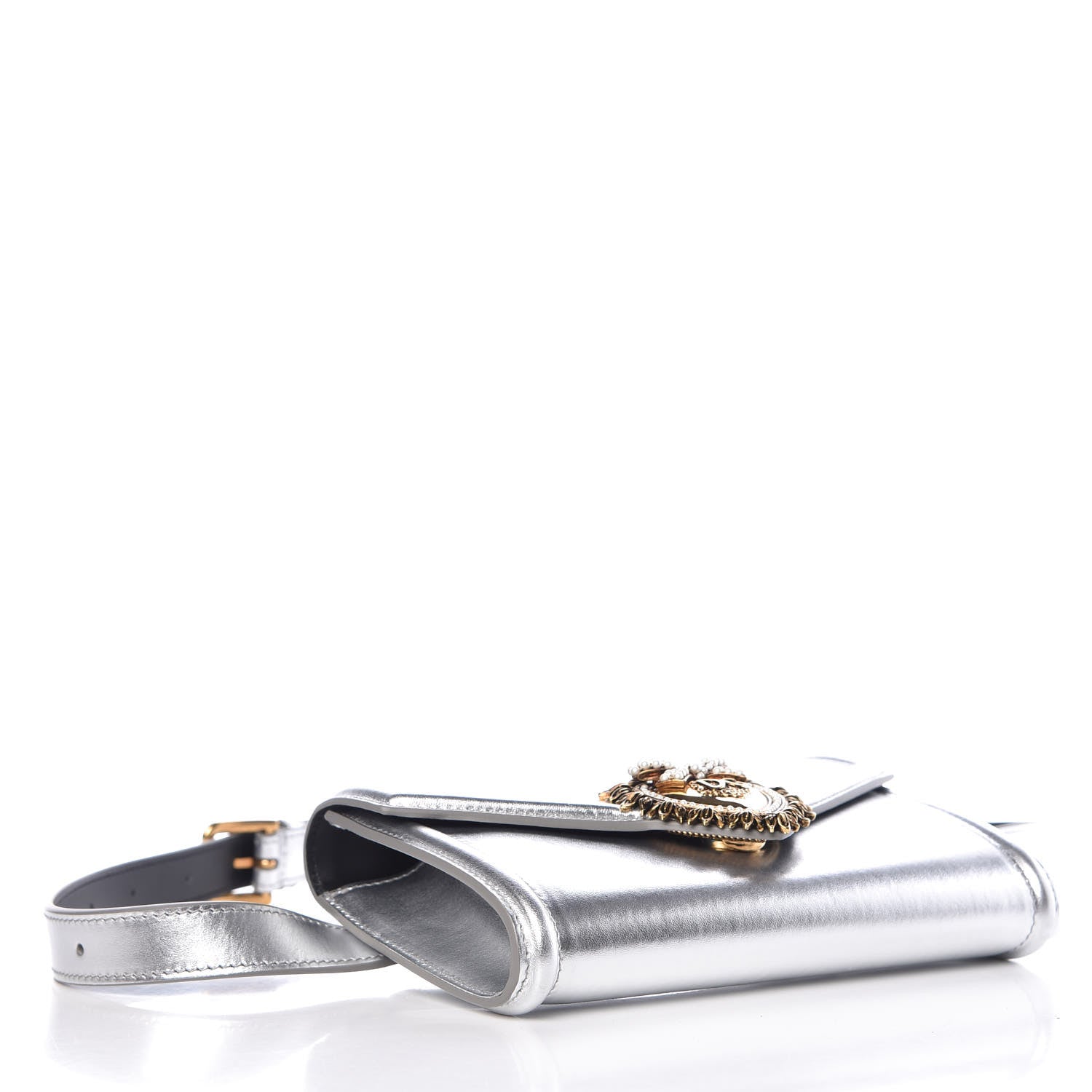 Dolce & Gabbana Metallic Agnello Vitello Devotion Belt Bag Silver 4 of 9