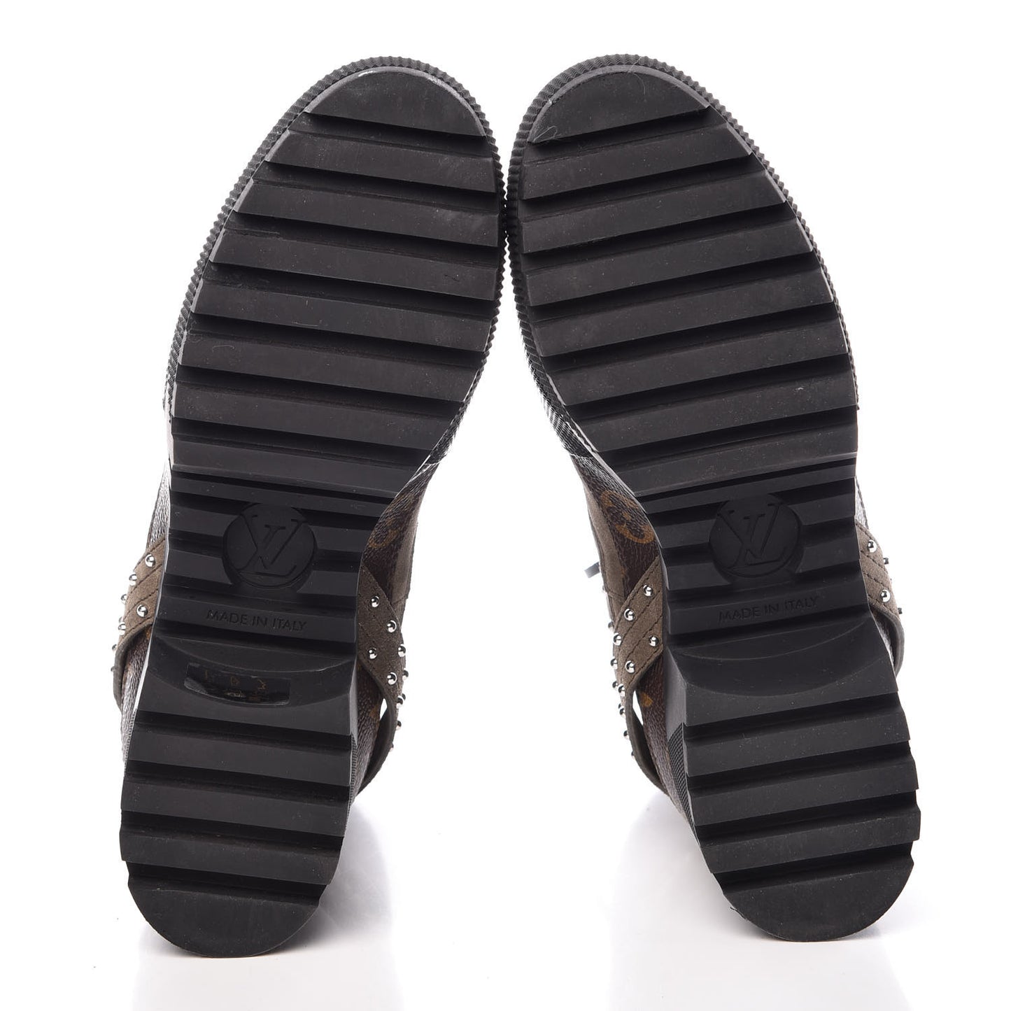 Suede Calfskin Monogram Laureate Platform Desert Boots 38 Kaki