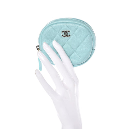 Chanel Caviar Quilted Zip Around Classic Coin Purse Light Blue 2 of 8