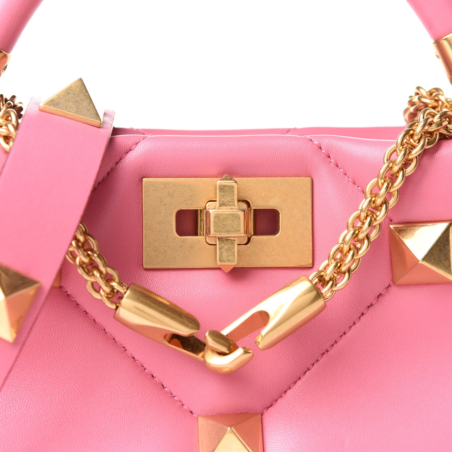 Valentino Garavani Nappa Small Roman Stud The Handle Bag Flamingo Pink 7 of 10