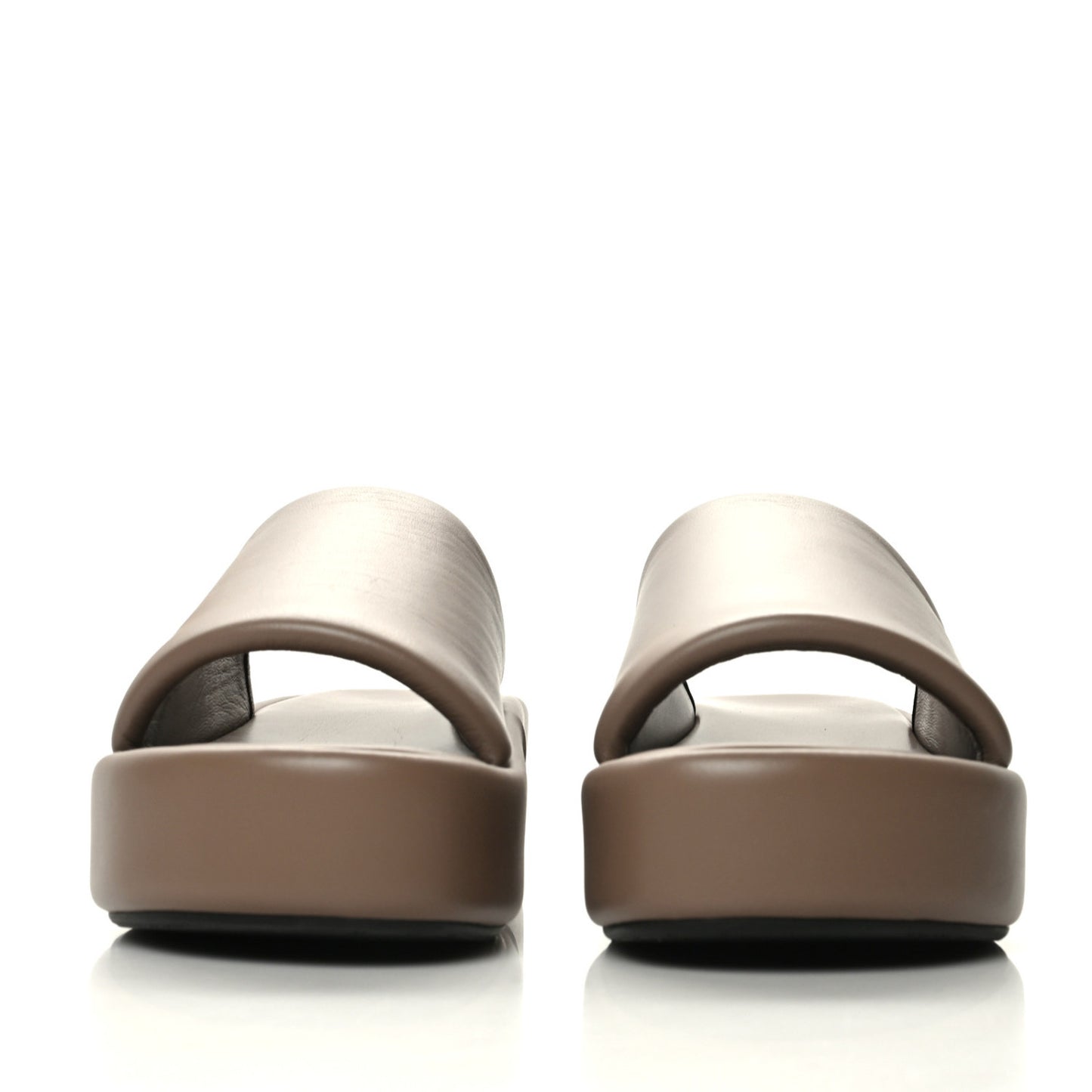 Smooth Nappa Logo Rise Platform Sandals 41 Beige White