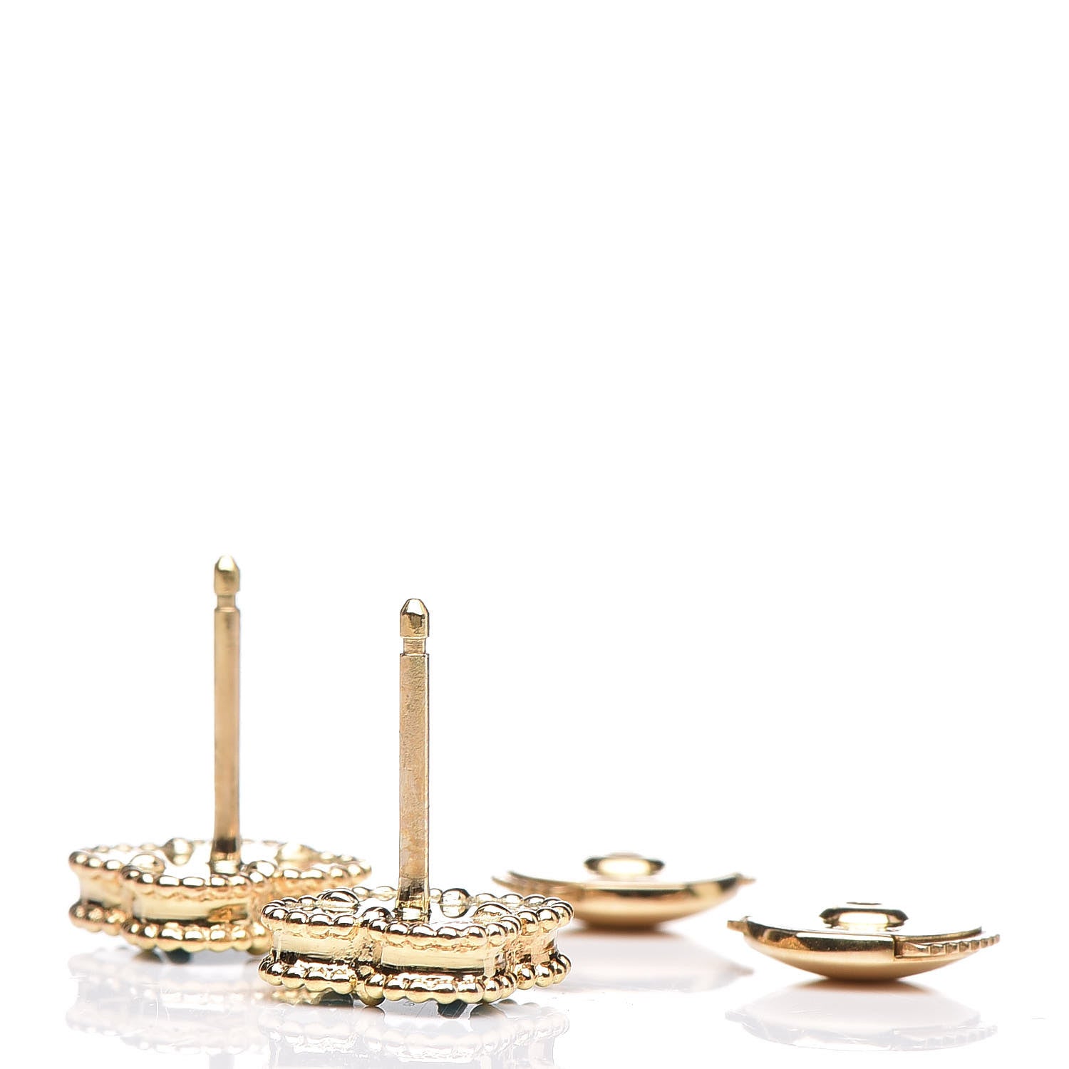 Van Cleef & Arpels 18K Yellow Gold Turquoise Sweet Alhambra Earrings 3 of 5