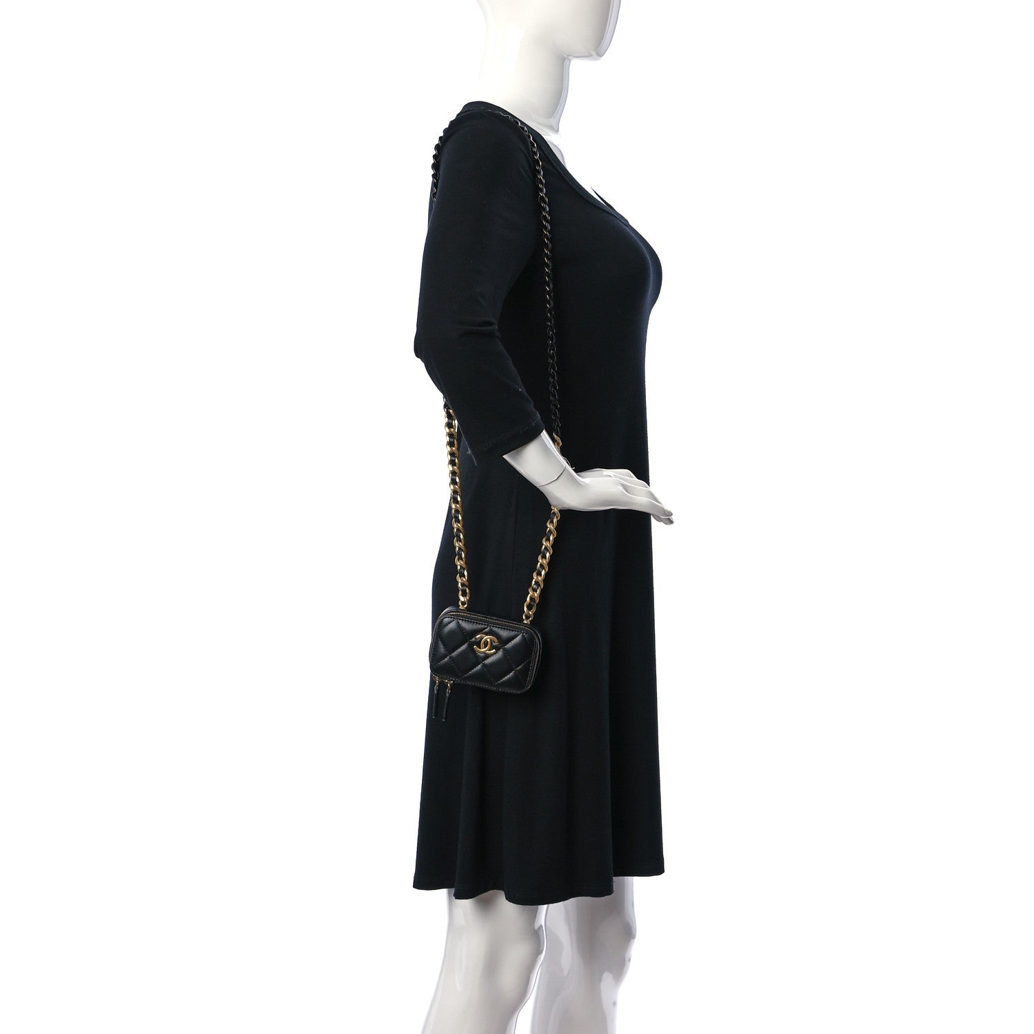 Chanel Lambskin Quilted Mini Lacquered Chain Clutch Black 2 of 10