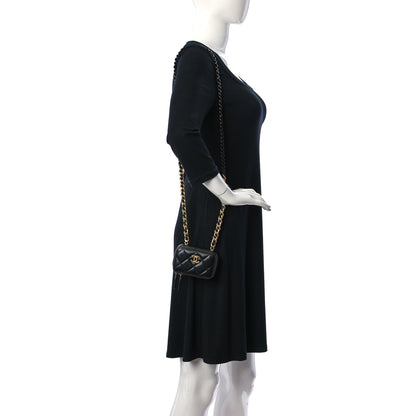 Chanel Lambskin Quilted Mini Lacquered Chain Clutch Black 2 of 10