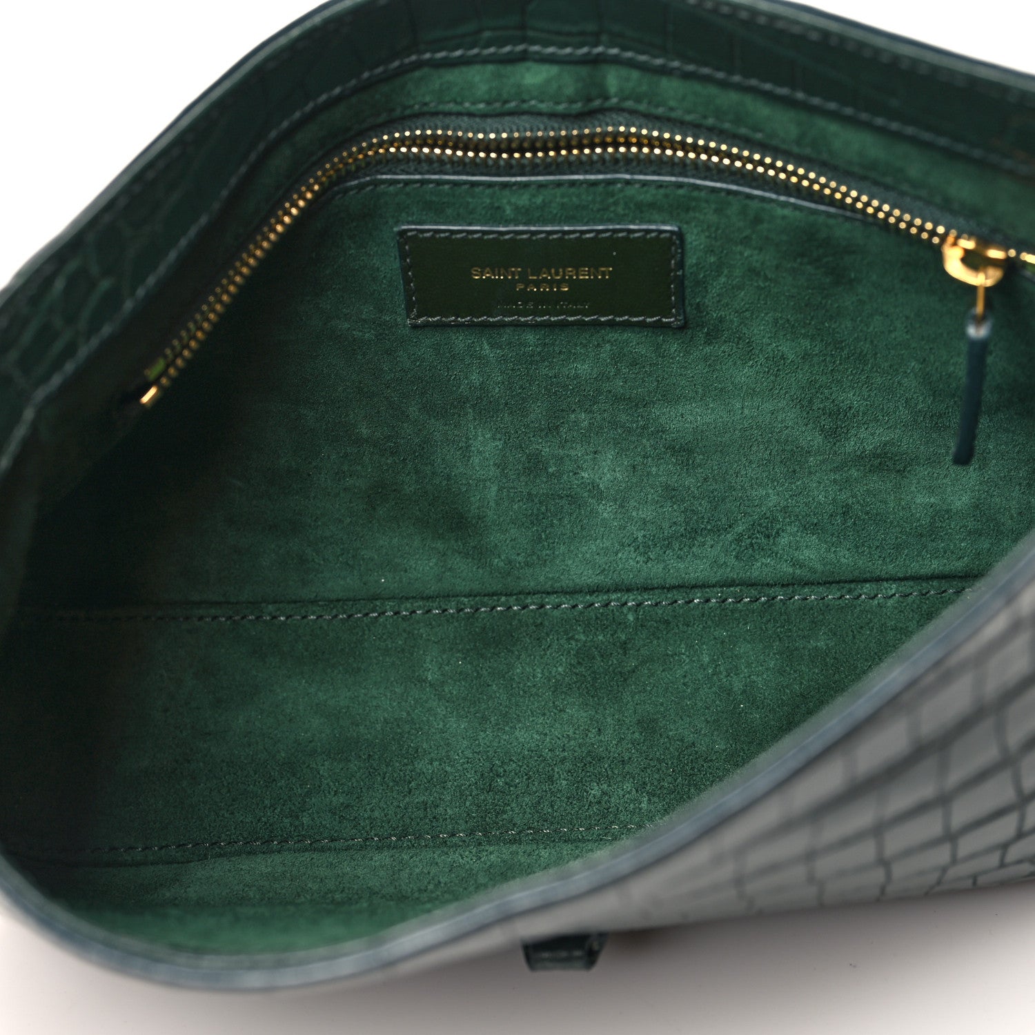 Saint Laurent Calfskin Crocodile Embossed LE 5 A 7 Hobo Vert Fonce 5 of 10