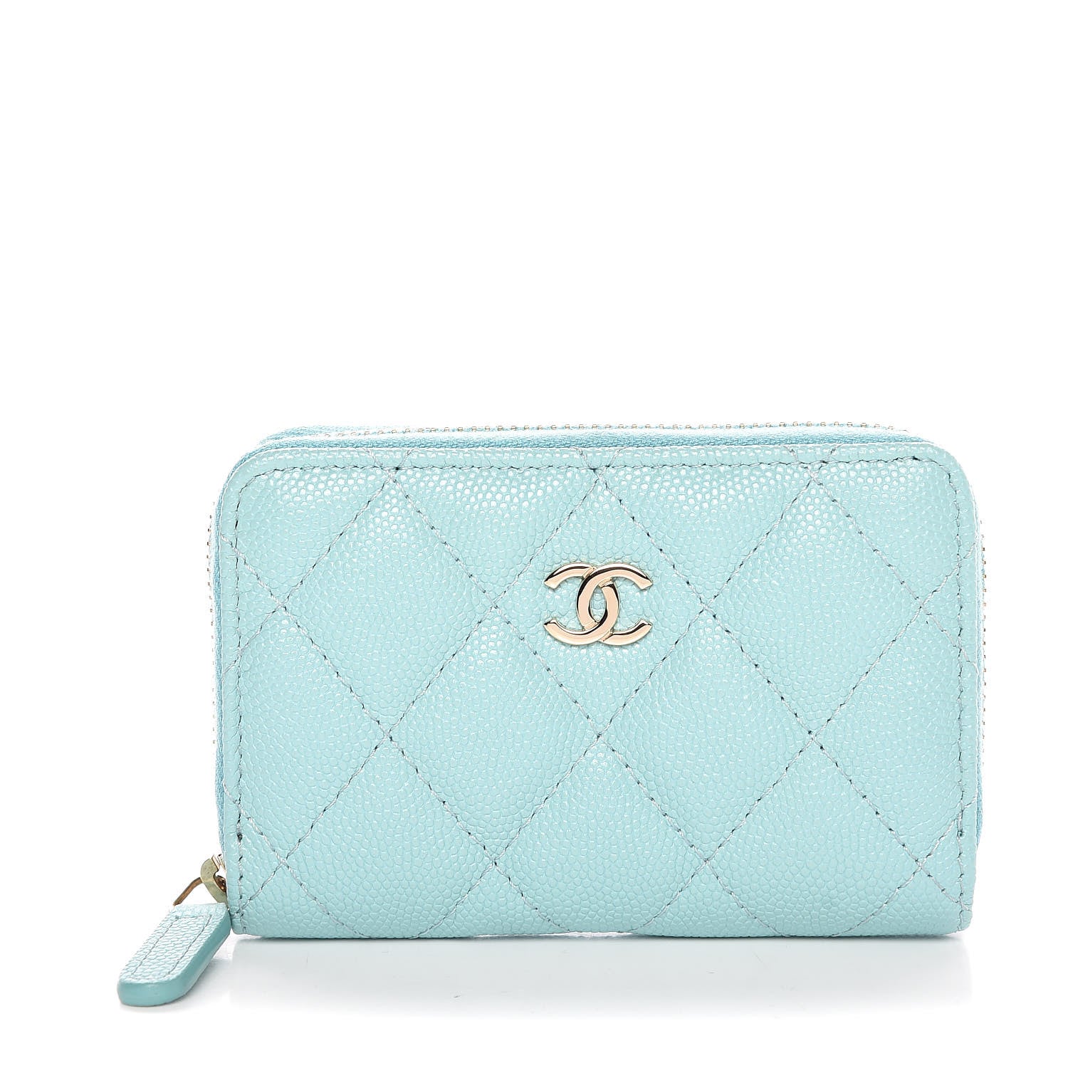 Chanel Caviar Quilted Zip Coin Purse Light Blue 1 of 8