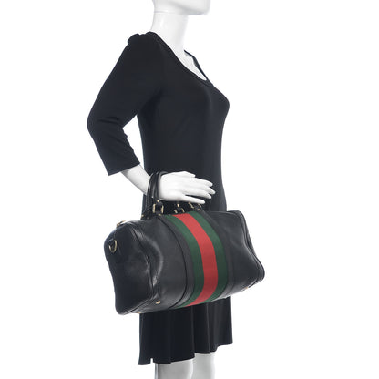 Gucci Calfskin Vintage Web Medium Boston Black 2 of 21