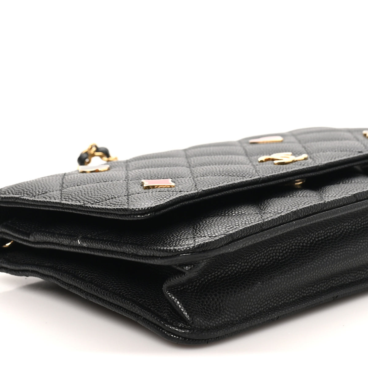 Chanel Caviar Quilted Enamel Coco Casino Wallet On Chain WOC Black 9 of 10