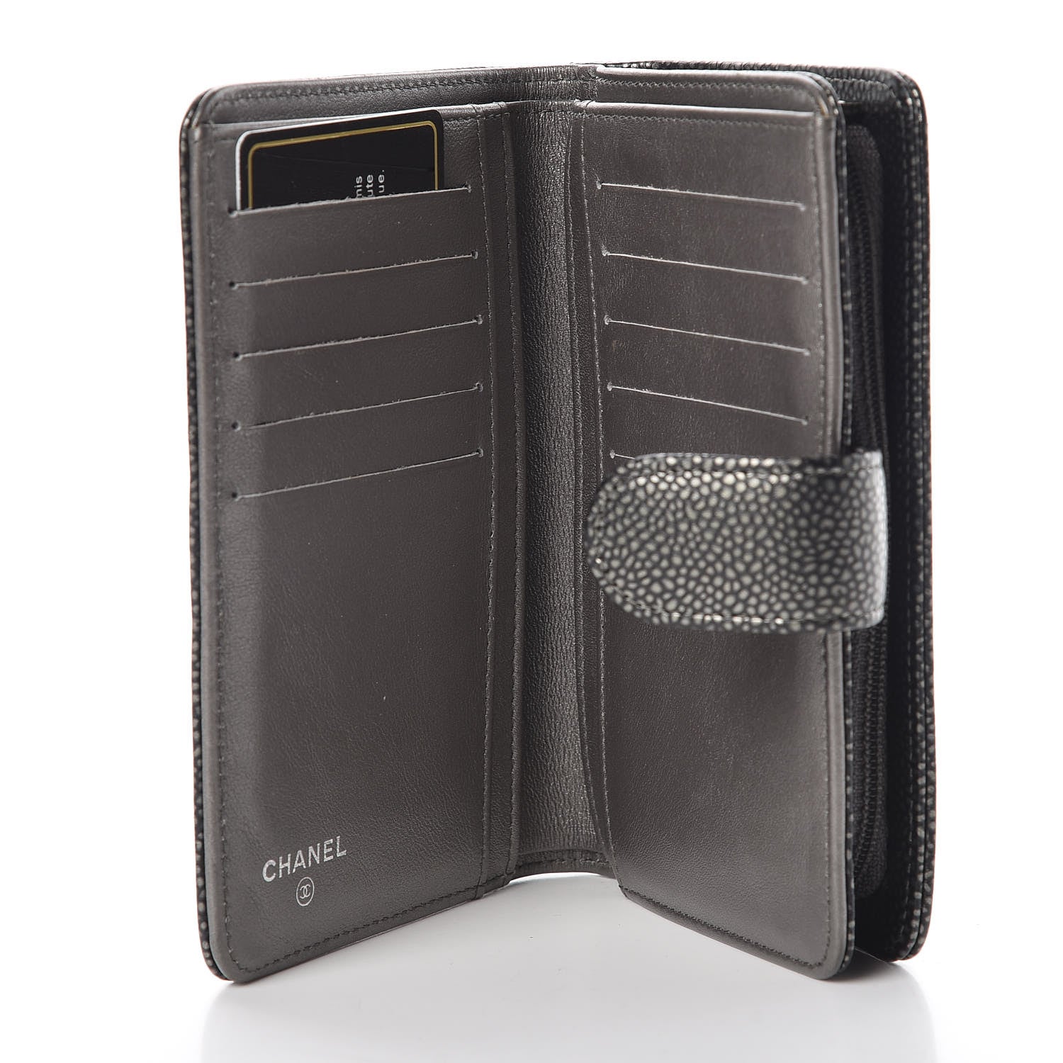 Chanel Caviar Timeless CC Zipped Pocket Wallet Dark Silver 9 of 13