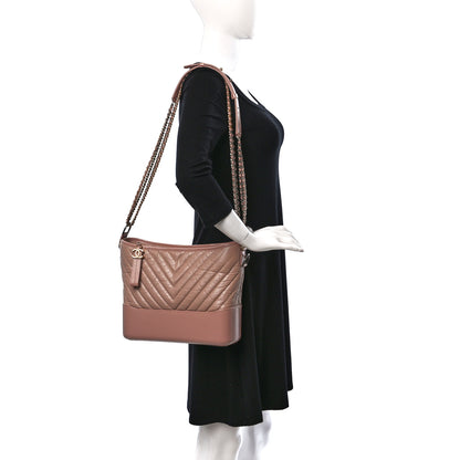 Chanel Aged Calfskin Chevron Quilted Medium Gabrielle Hobo Pink 2 of 9