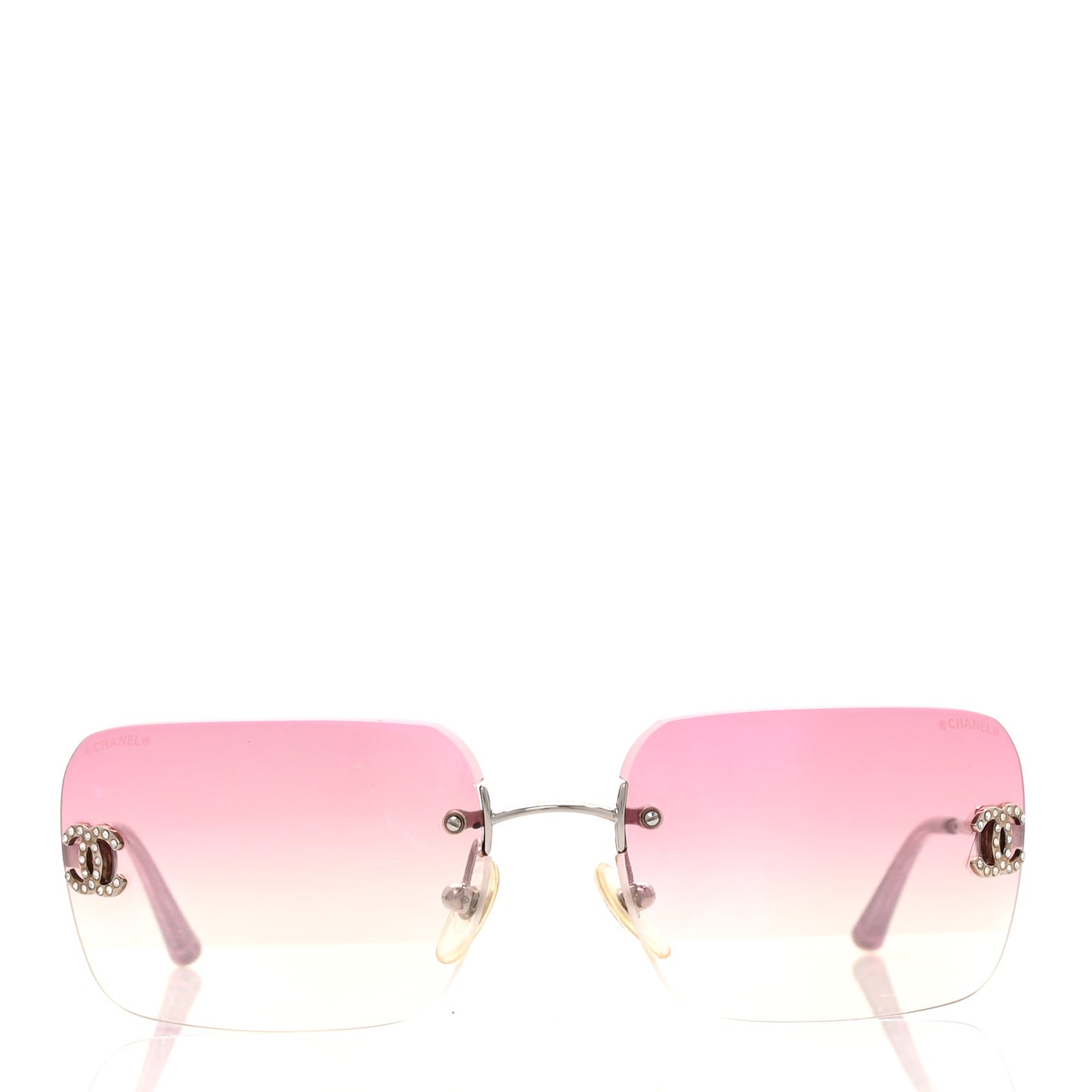 Metal Crystal CC Logo Sunglasses 4017-D Pink