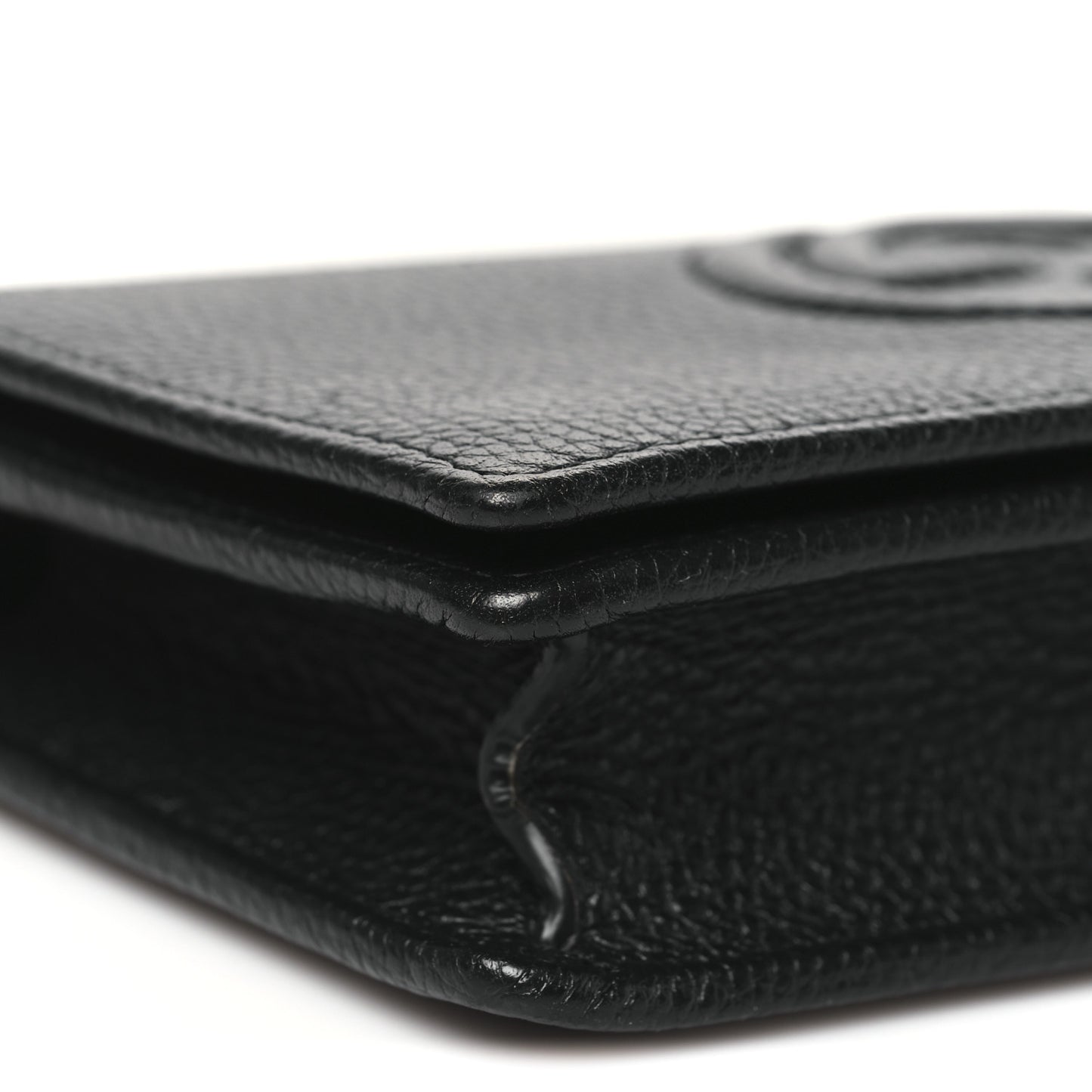 Pebbled Calfskin Soho Wallet On Chain Black