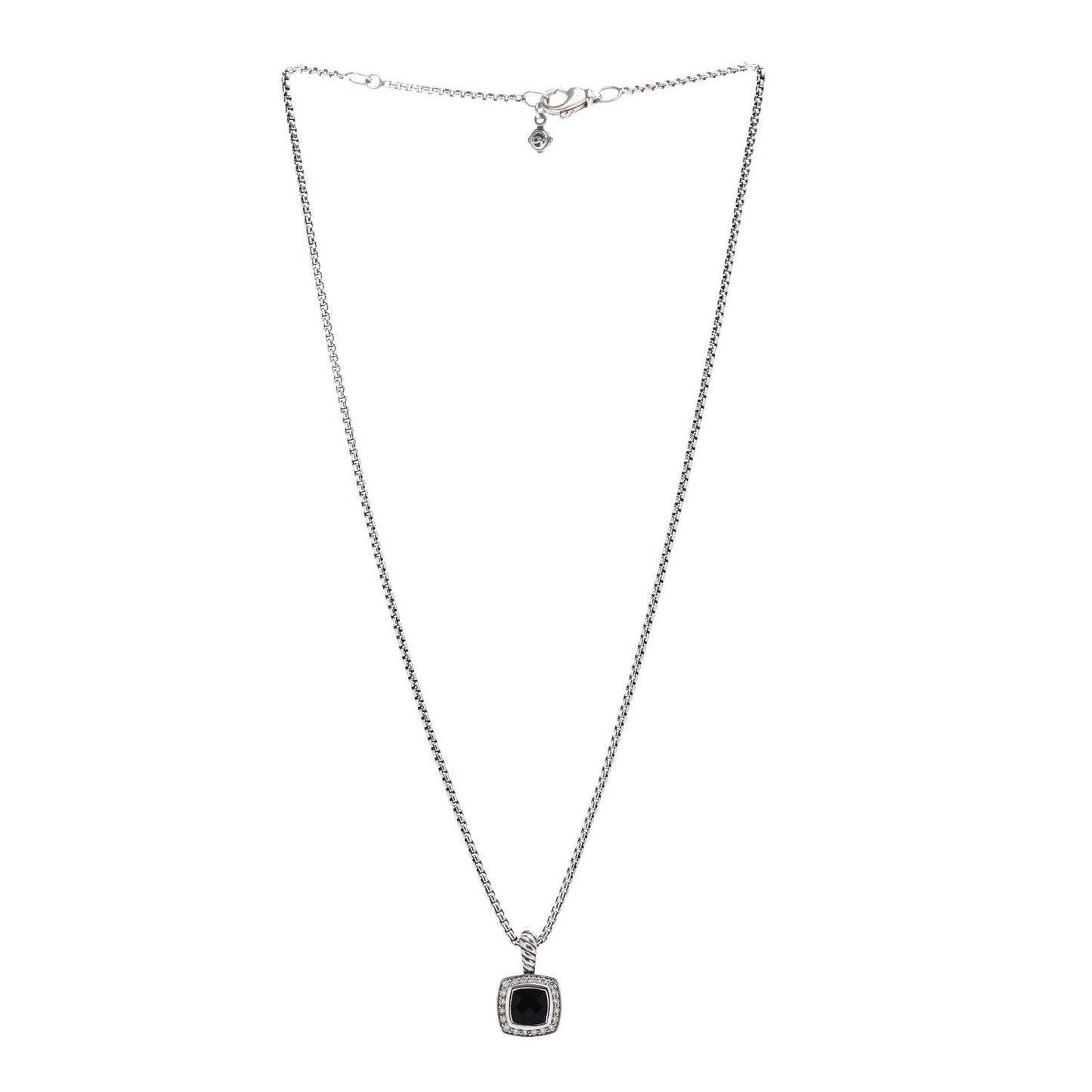 Sterling Silver Diamond Black Onyx 7mm Petite Albion Necklace