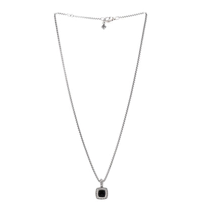 David Yurman Sterling Silver Diamond Black Onyx 7mm Petite Albion Necklace 2 of 3