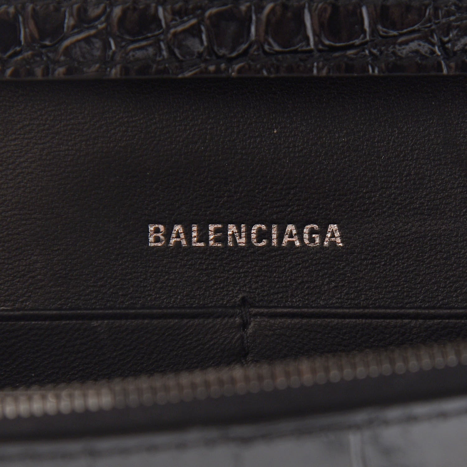 Balenciaga Shiny Calfskin Monochrome Crocodile Embossed Hourglass Chain Bag Black 6 of 8
