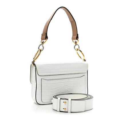 Chloe Calfskin Crocodile Embossed Small C Double Carry Brilliant White 3 of 11
