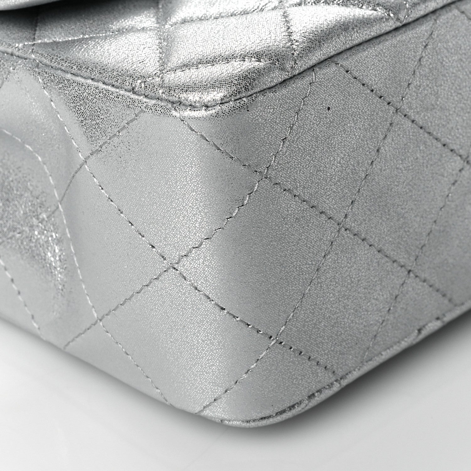 Chanel Metallic Lambskin Quilted Mini Rectangular Flap Silver 9 of 11