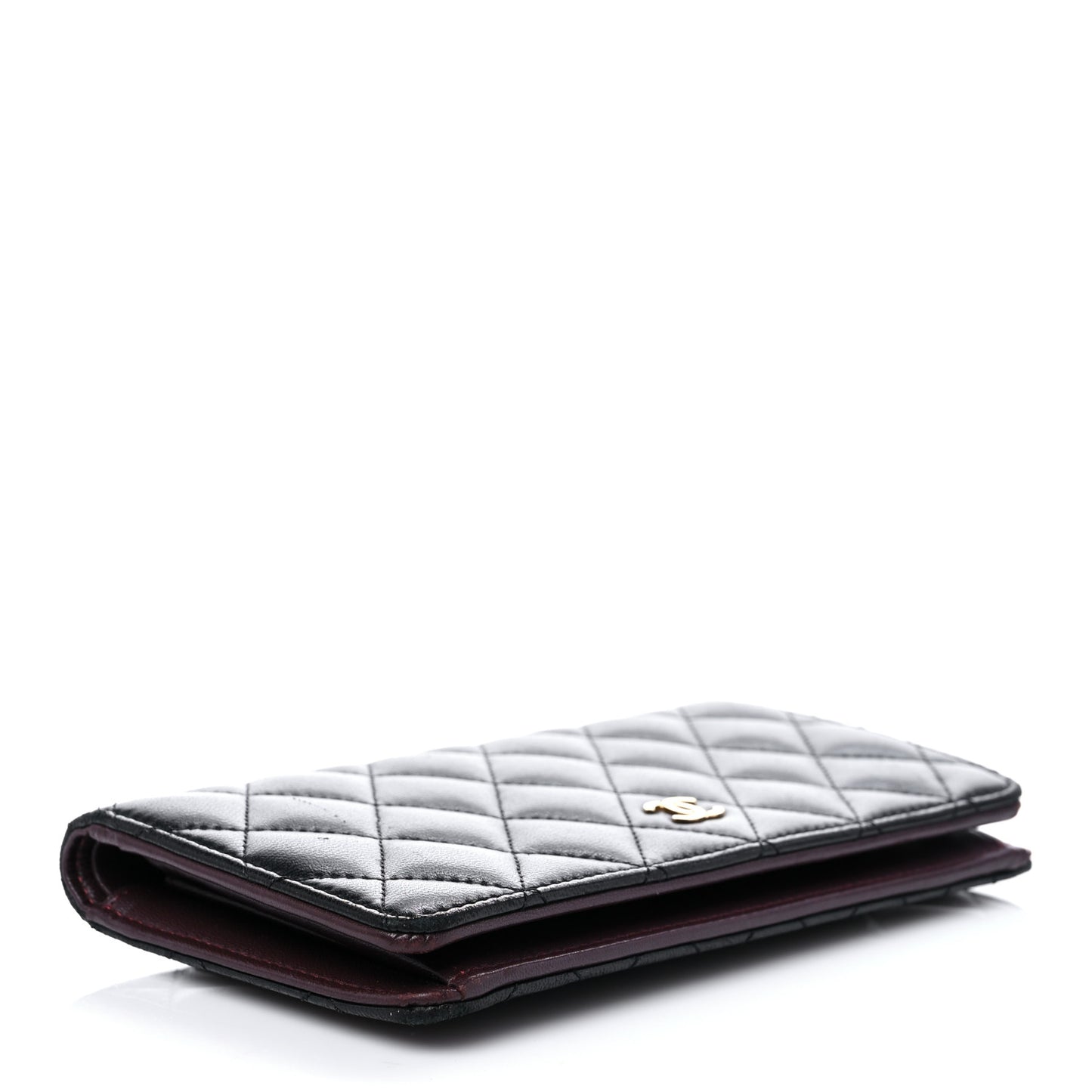 Lambskin Quilted Yen Wallet Black