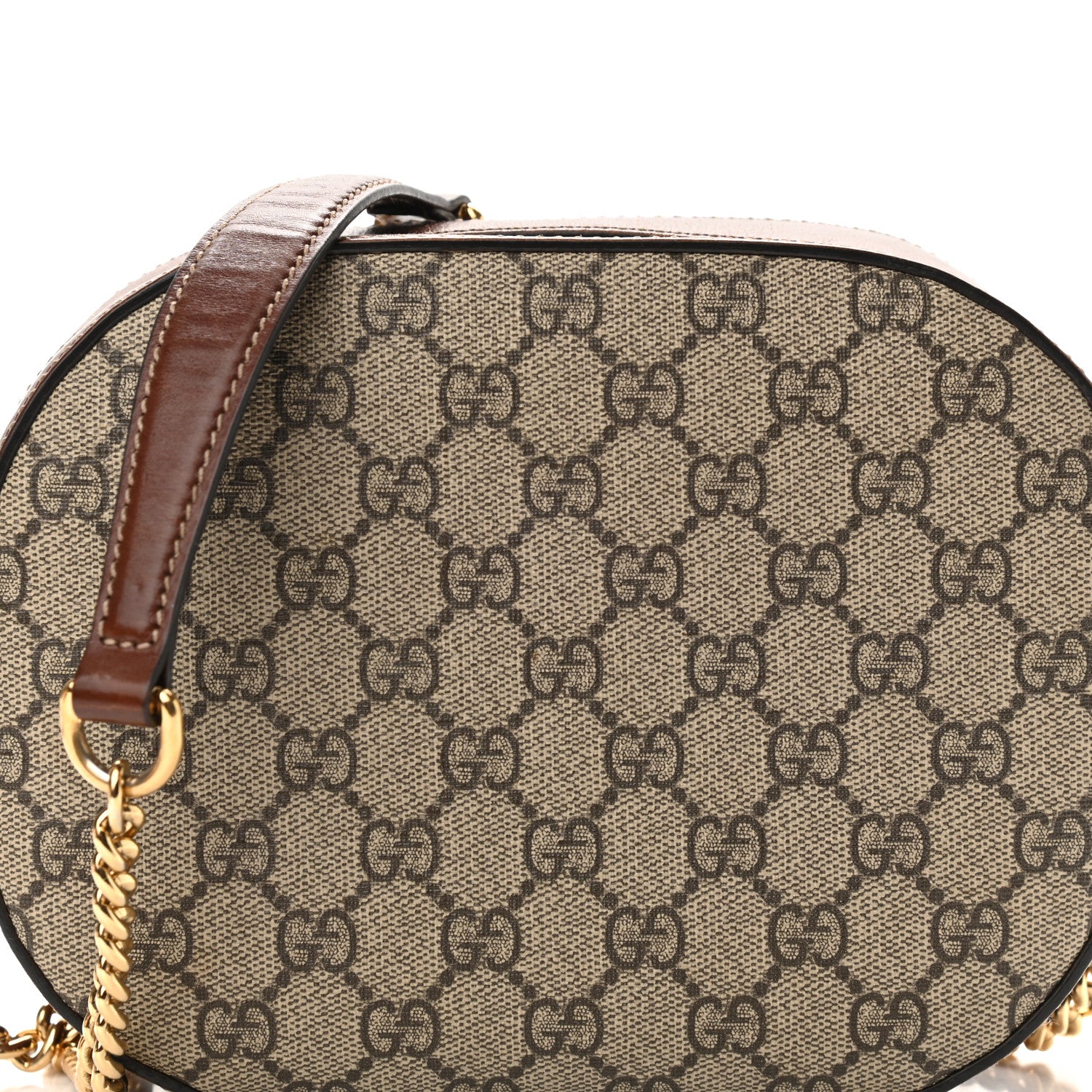 Gucci GG Supreme Monogram Cuoio Toscano Mini Chain Shoulder Bag Beige Ebony Cuir 9 of 14