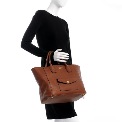 Prada Saffiano Cuir Front Pocket Tote Palissandro 2 of 8