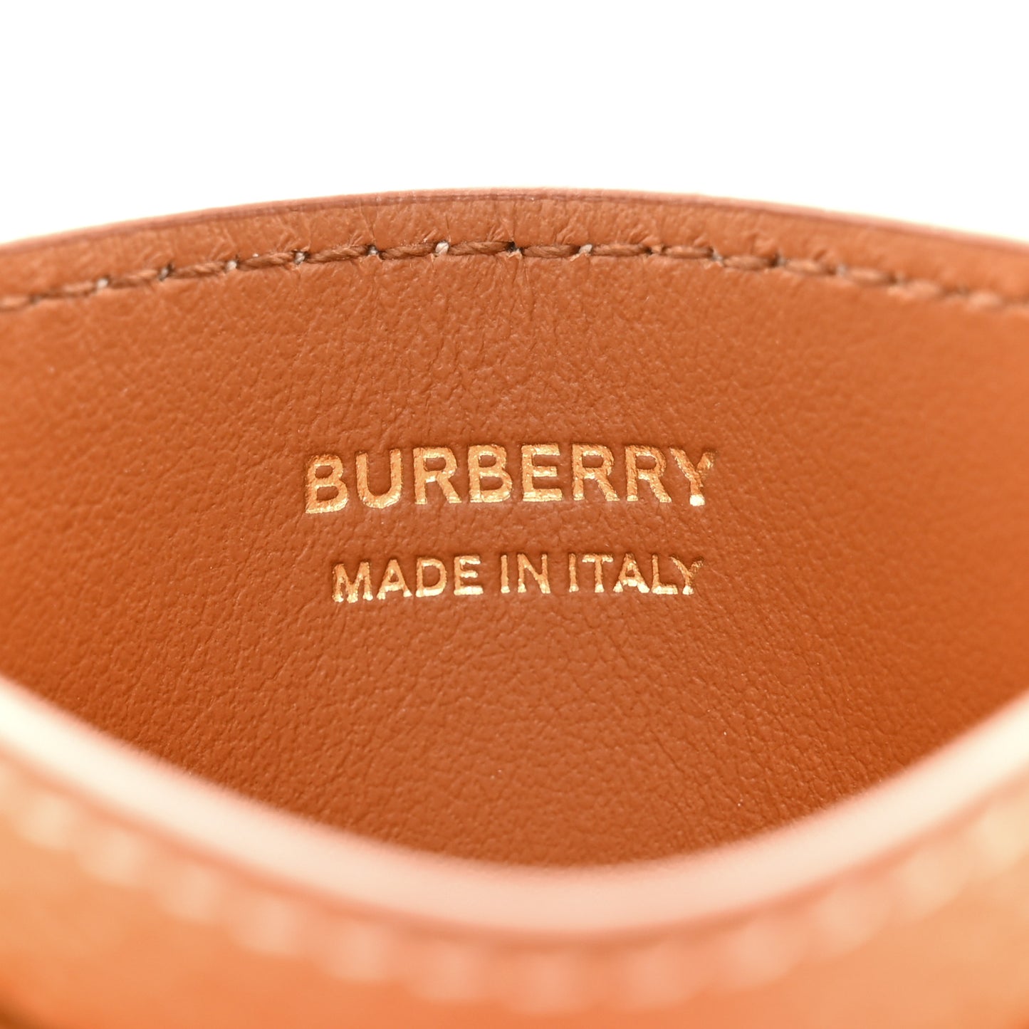 Grainy Calfskin TB Card Holder Warm Russet Brown