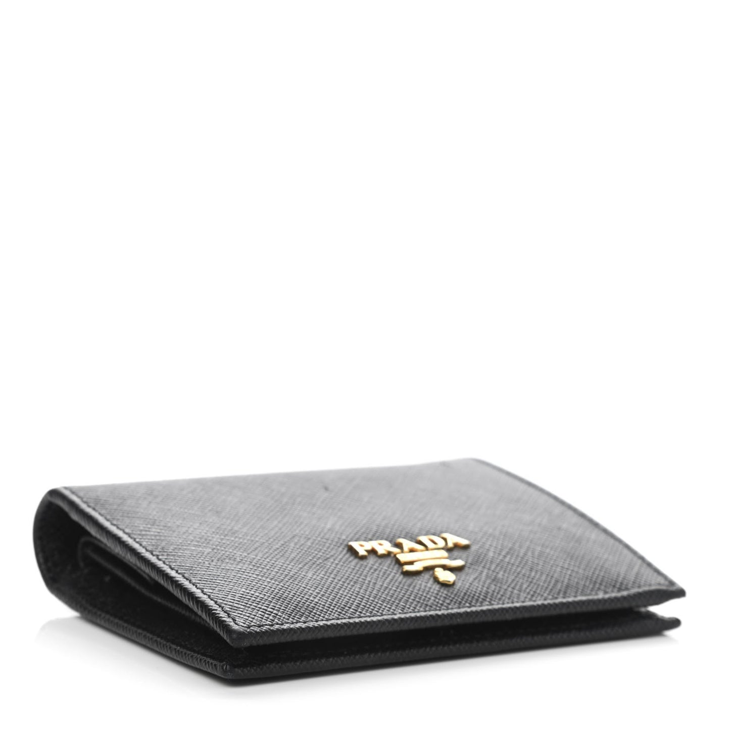 Saffiano Metal Bi-Fold Card Holder Wallet Black