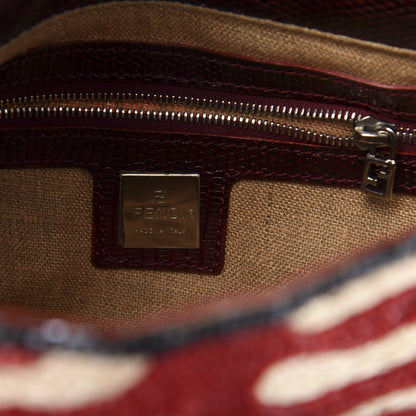 Fendi Lizard Beaded Baguette Red 6 of 11