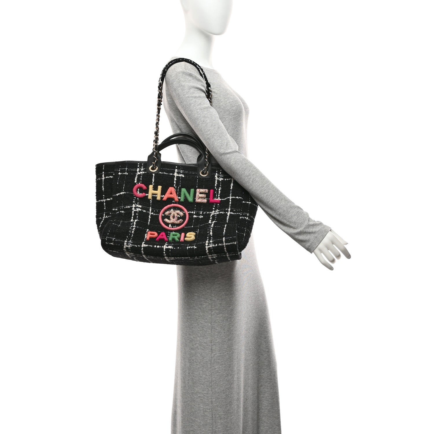 Chanel Tweed Medium Deauville Tote Black White Multicolor 2 of 11