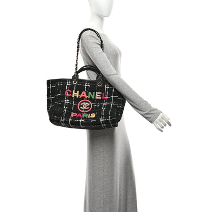 Chanel Tweed Medium Deauville Tote Black White Multicolor 2 of 11