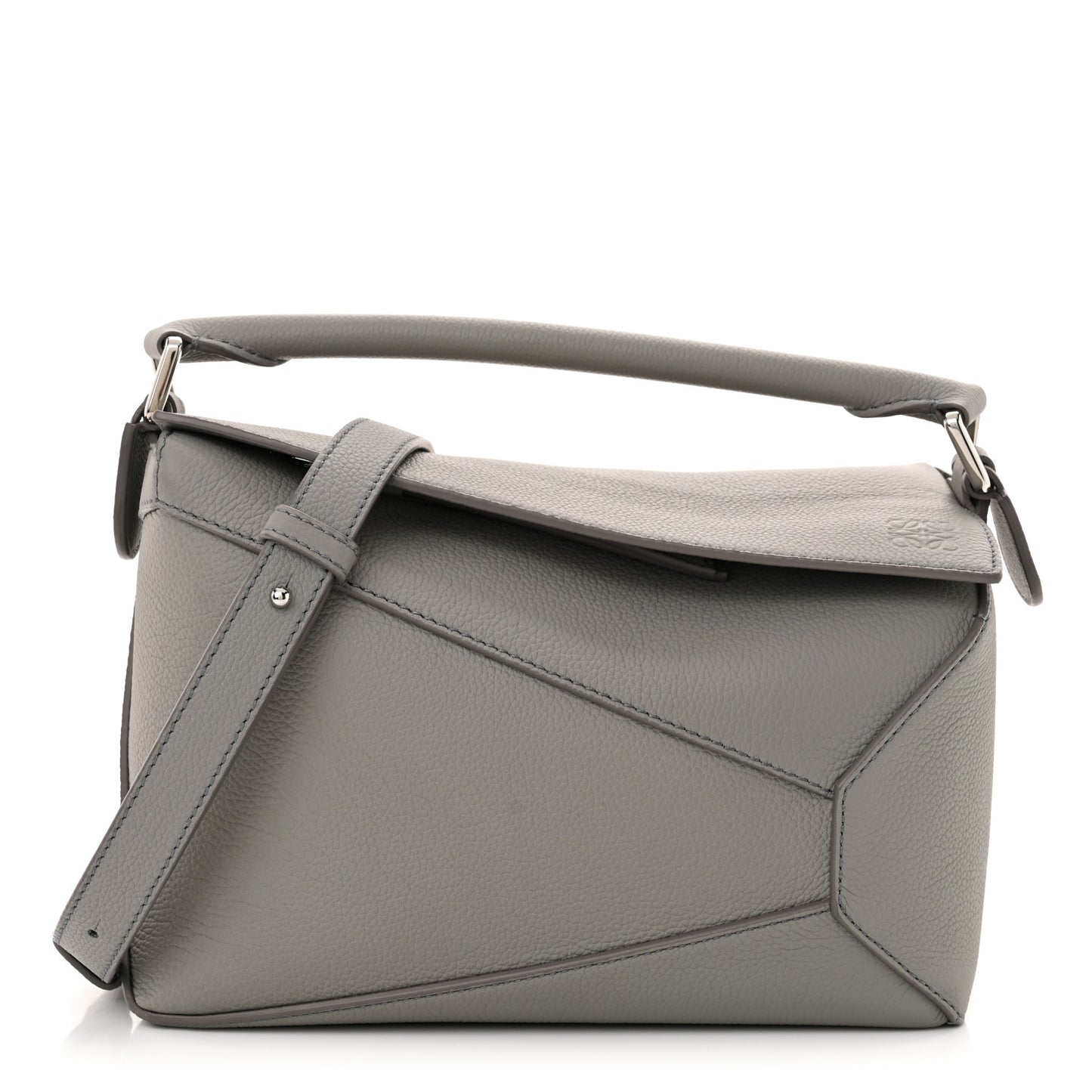 Soft Grained Calfskin Small Puzzle Edge Bag Pearl Grey