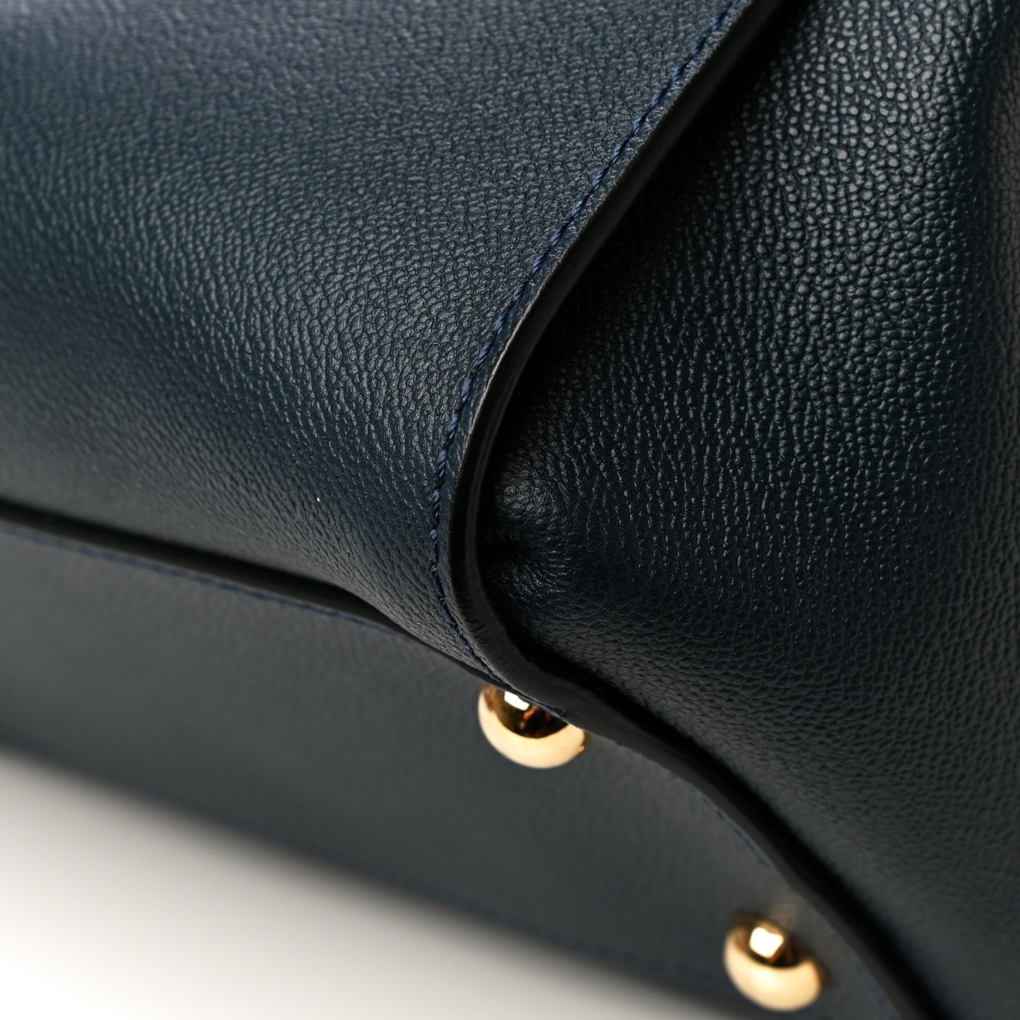 Soft Grain Calfskin Medium Buckle Tote Blue Carbon