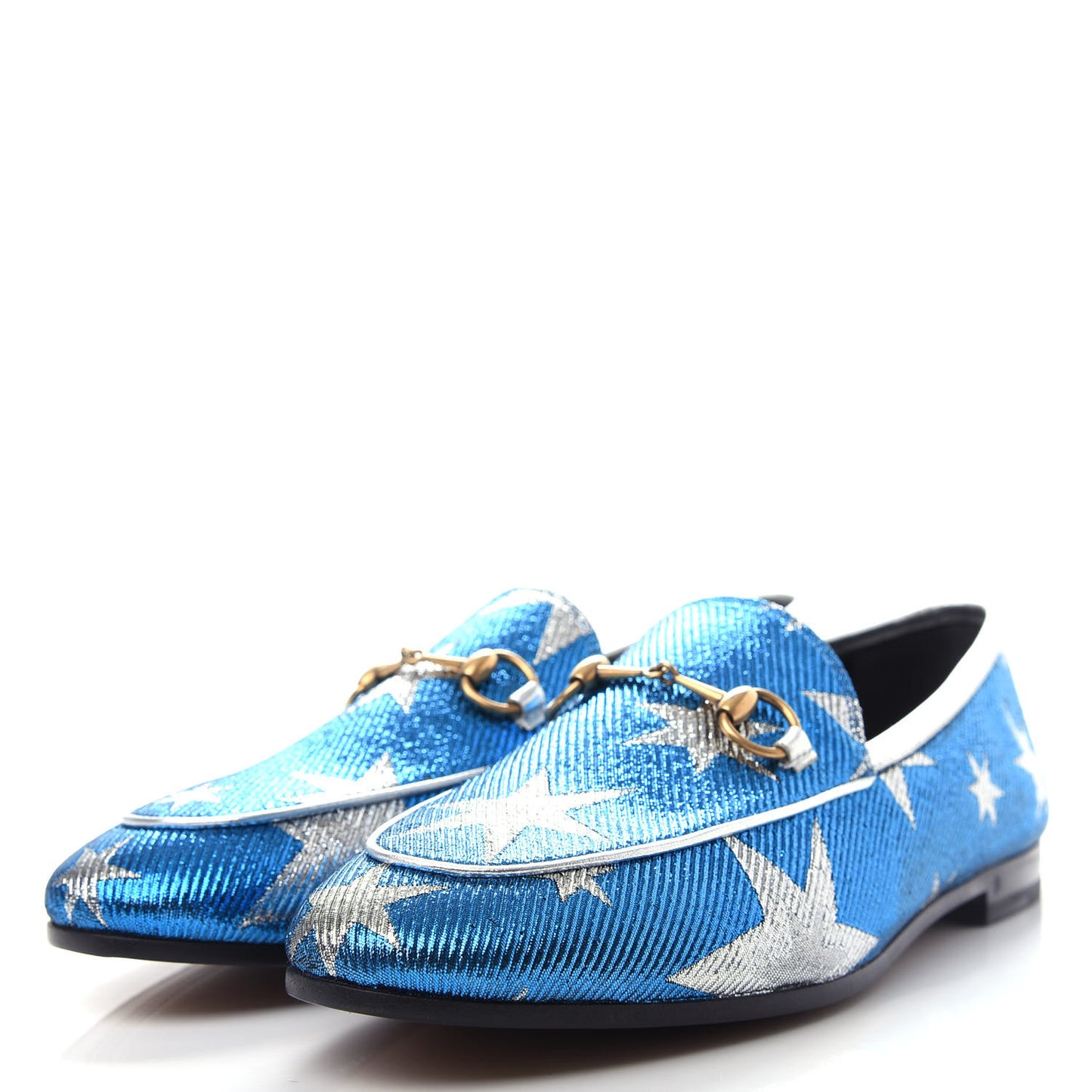 Lurex Calfskin Starry Sky Womens Jordaan Loafers 38.5 Bluette Silver