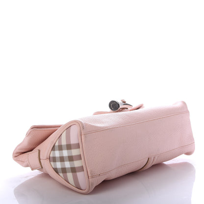 Burberry Grainy Calfskin House Check Horn Toggle Clutch Pink 4 of 9